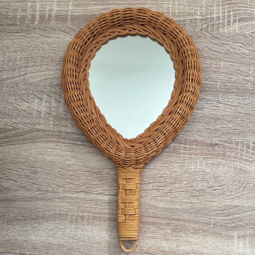 Vintage Wicker Hand Mirror
